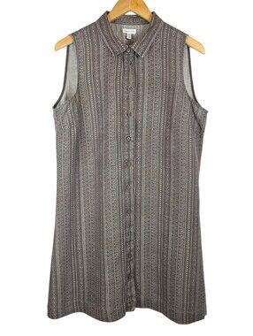 Garnet Hill 100% Linen Shirt Dress Sz 12 Cottagecore Coastal Grandma Sleevless